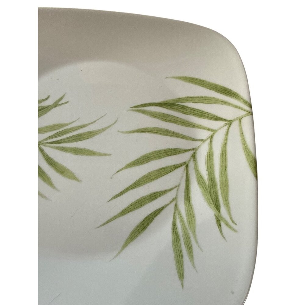 Corelle Vitrelle Set of 2 Bamboo Leaf Pattern 10.25” Square Dinner Plates - Picture 2 of 5